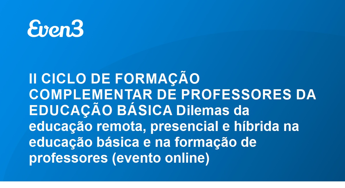 Ii Ciclo De Forma O Complementar De Professores Da Educa O B Sica