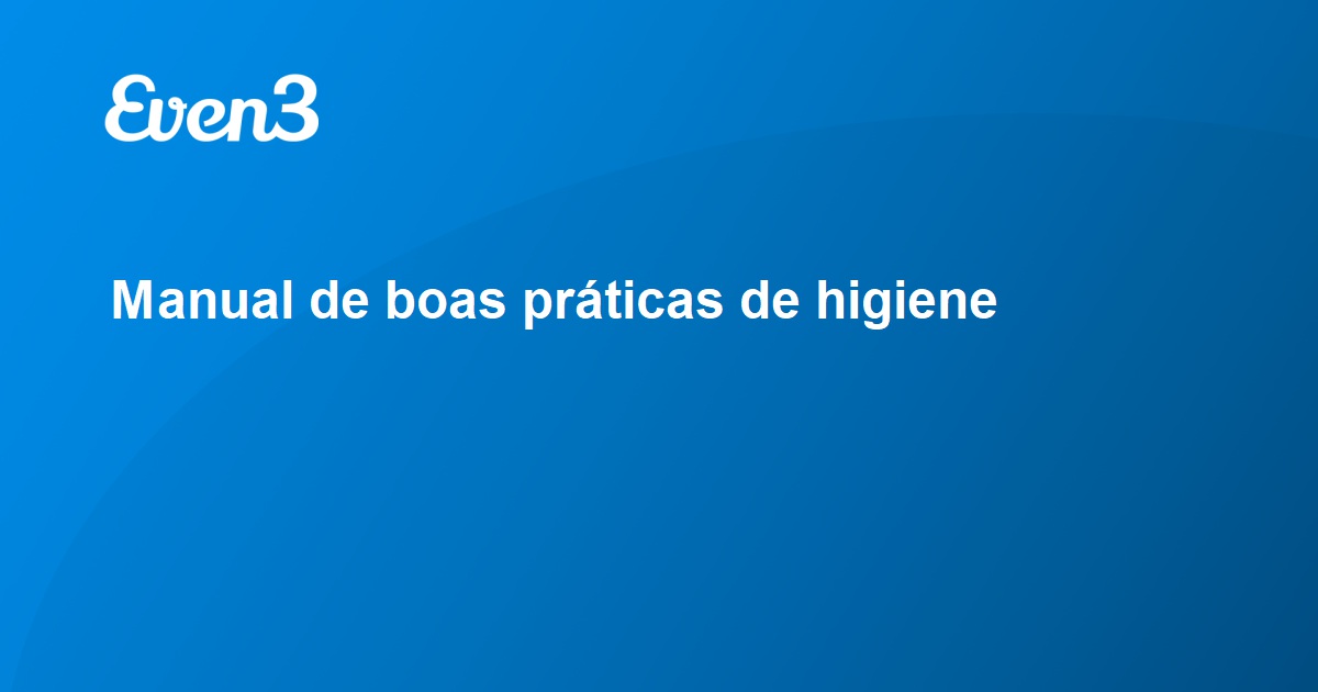 Manual De Boas Pr Ticas De Higiene