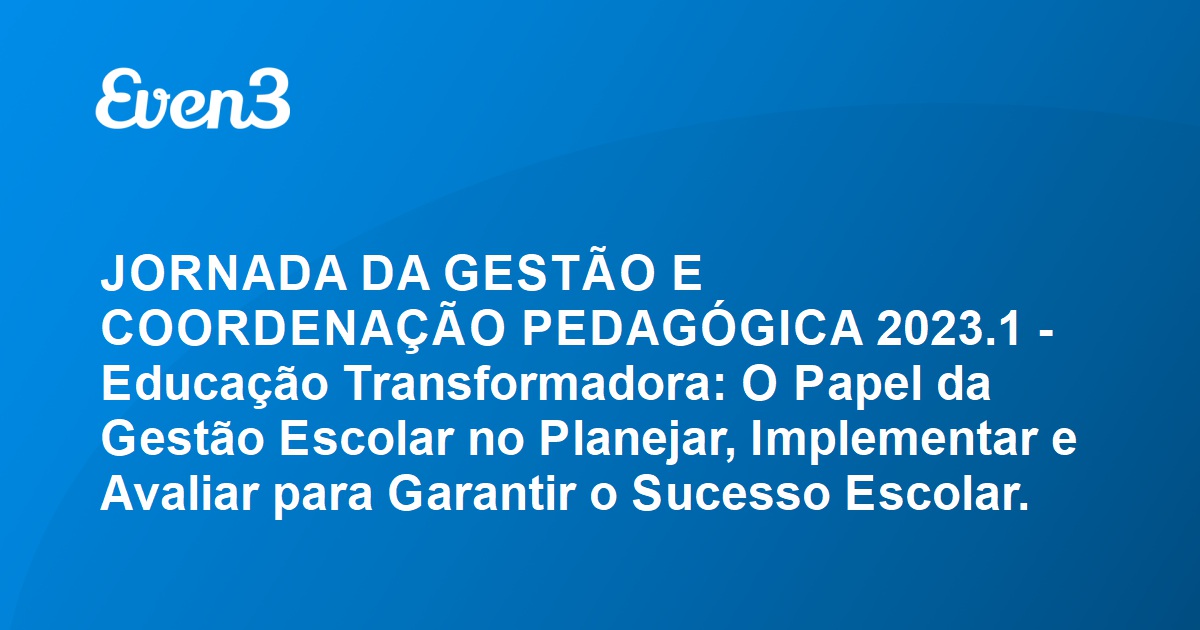 Jornada Da Gest O E Coordena O Pedag Gica Educa O