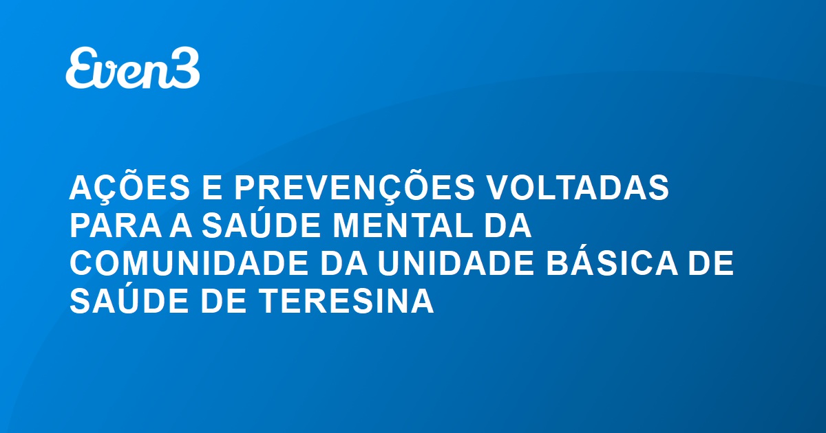 A Es E Preven Es Voltadas Para A Sa De Mental Da Comunidade Da