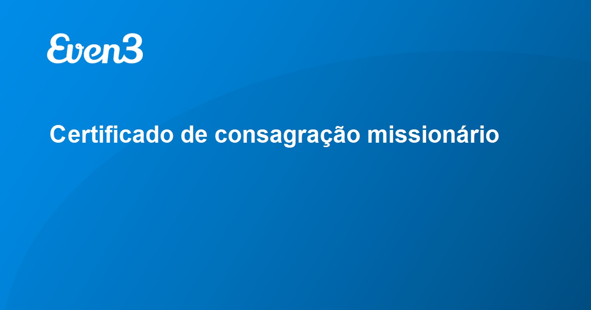 Certificado De Consagra O Mission Rio