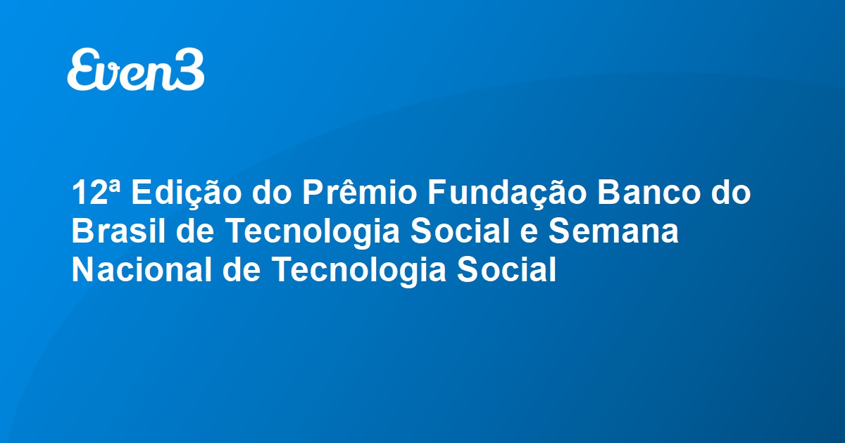 Edi O Do Pr Mio Funda O Banco Do Brasil De Tecnologia Social E