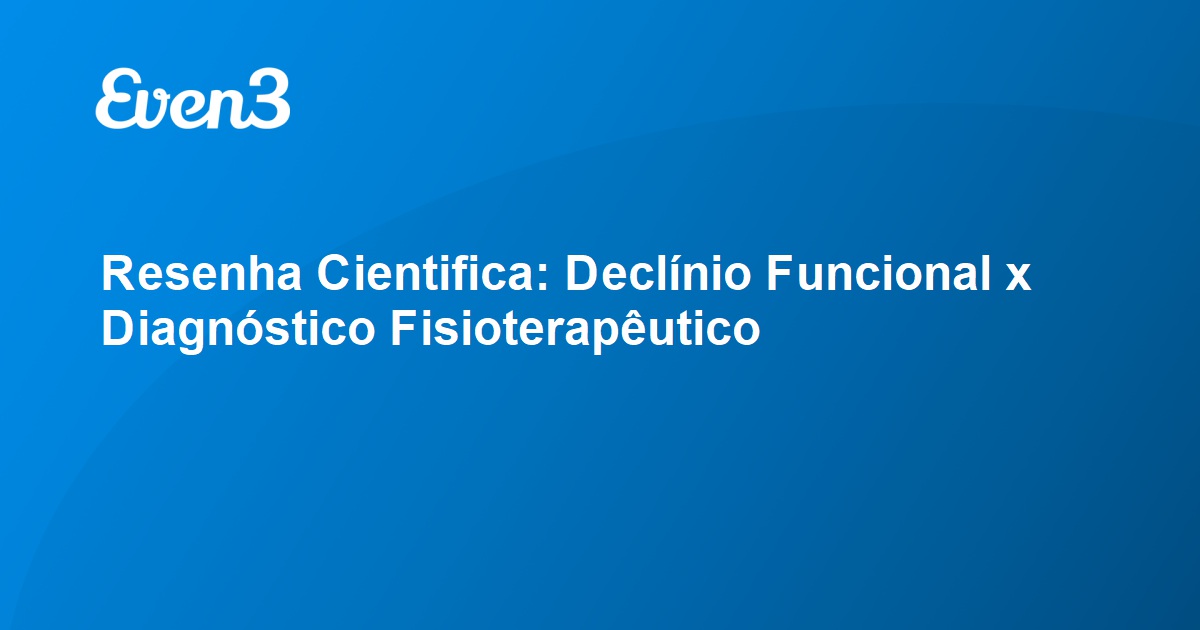 Resenha Cientifica Decl Nio Funcional X Diagn Stico Fisioterap Utico