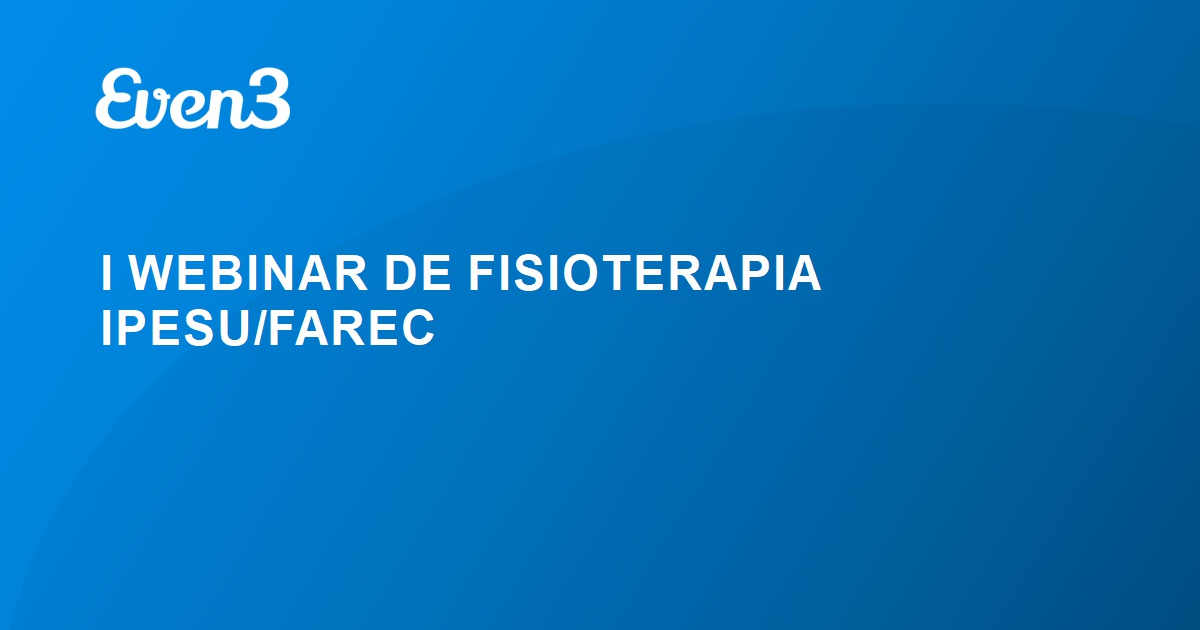 Acesse Sua Conta I Webinar De Fisioterapia Ipesu Farec