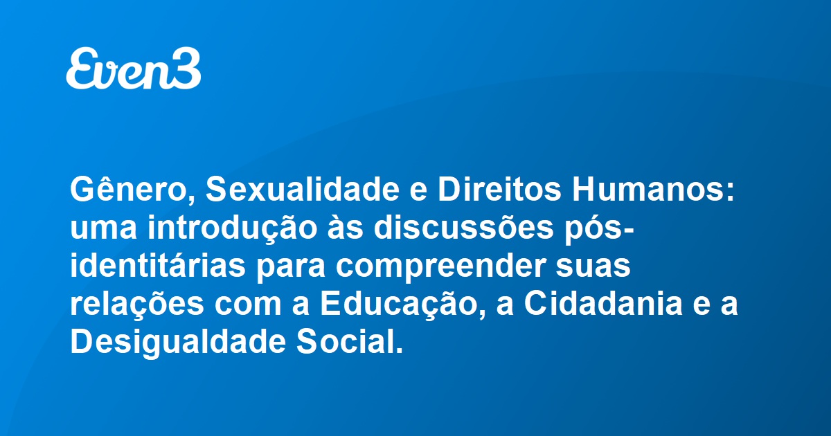 Acesse Sua Conta Gênero Sexualidade E Direitos Humanos Uma Introdução às Discussões Pós 3341